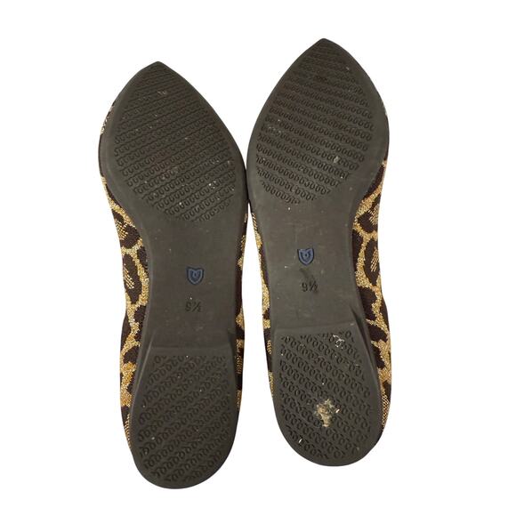 Rothy’s The Point II Metallic Cat Leopard Camel Brown Flats Sz 9.5 GS - Picture 4 of 5